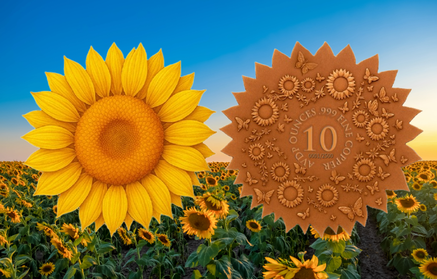 Sunflower Ultra High Relief 10 oz Colorized Copper (New in Capsule)