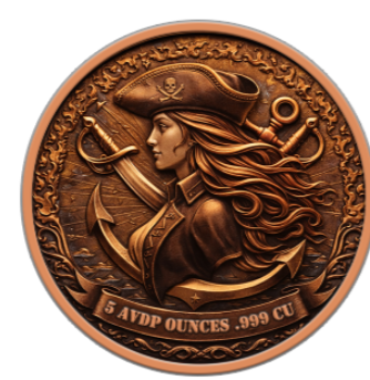 5oz Avdp Colorized Copper .999 CU in Capsule Limited Mintage 5,000 PRESALE