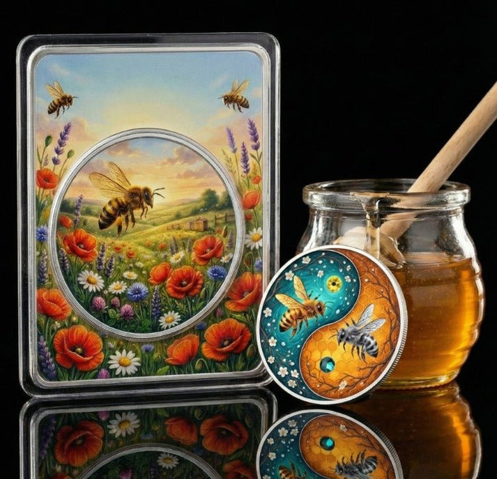 2026 Ultimate Honeybees 1 oz Bi-Metal Colorized Copper Round with Crystals (New in TEP)