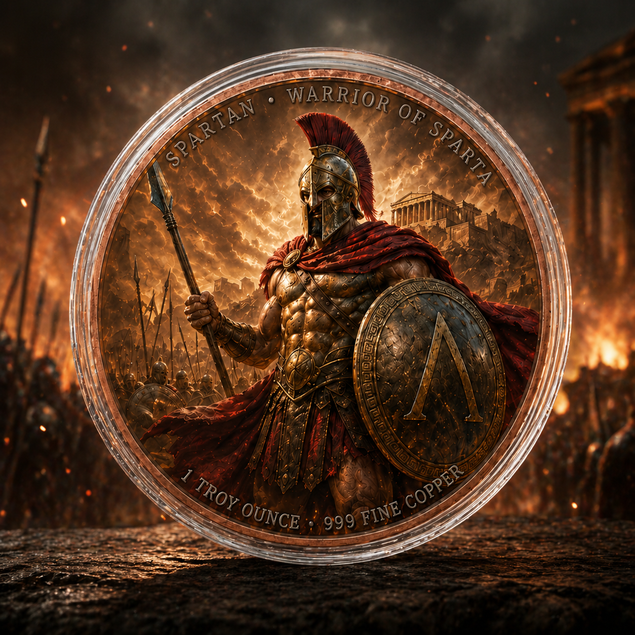 Viking vs Spartan Infinity Copper Coin Pair | 2 x 1 Troy Ounce .999 Fine Copper + Display Capsule