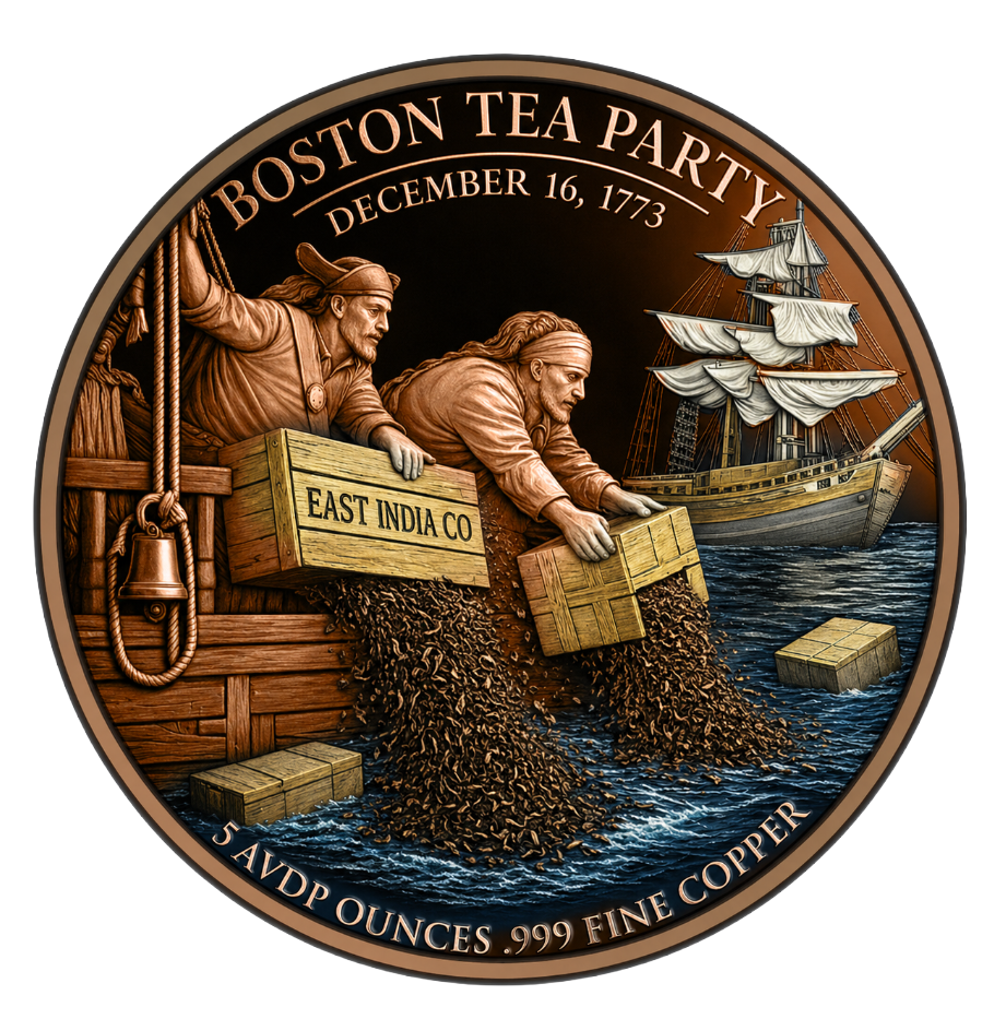 5oz Avdp Boston Tea Party Commemorative Colorized Copper in Capsule