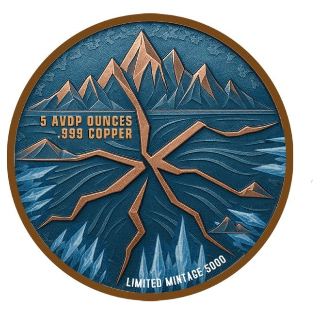 5oz Avdp Copper .999 Winters Embrace Colorized in Capsule 5,000 Limited