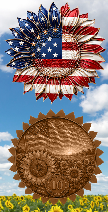 Copper Presale 10oz UHR American Sunflower Colorized Copper in Capsule
