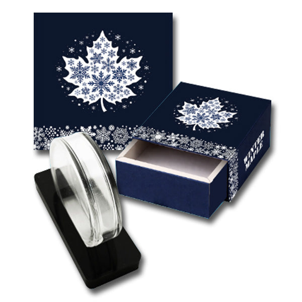 Winter Maple with Dual Sided Diamond Dust 1 oz Copper Round (New in Capsule