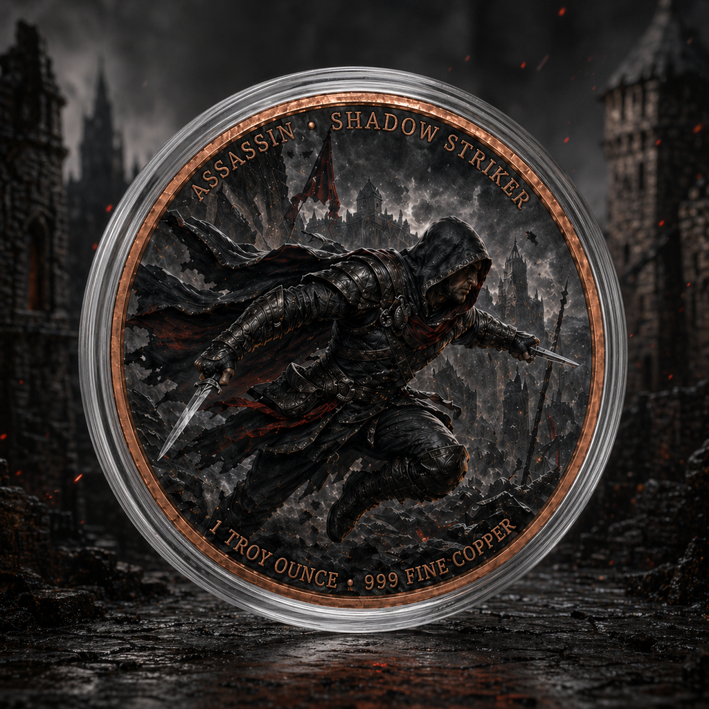 Assassin vs Templar Infinity Copper Coin Pair | 2 x 1 Troy Ounce .999 Fine Copper with Infinity Display Capsule