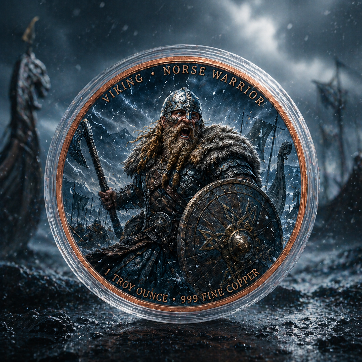 Viking vs Spartan Infinity Copper Coin Pair | 2 x 1 Troy Ounce .999 Fine Copper + Display Capsule