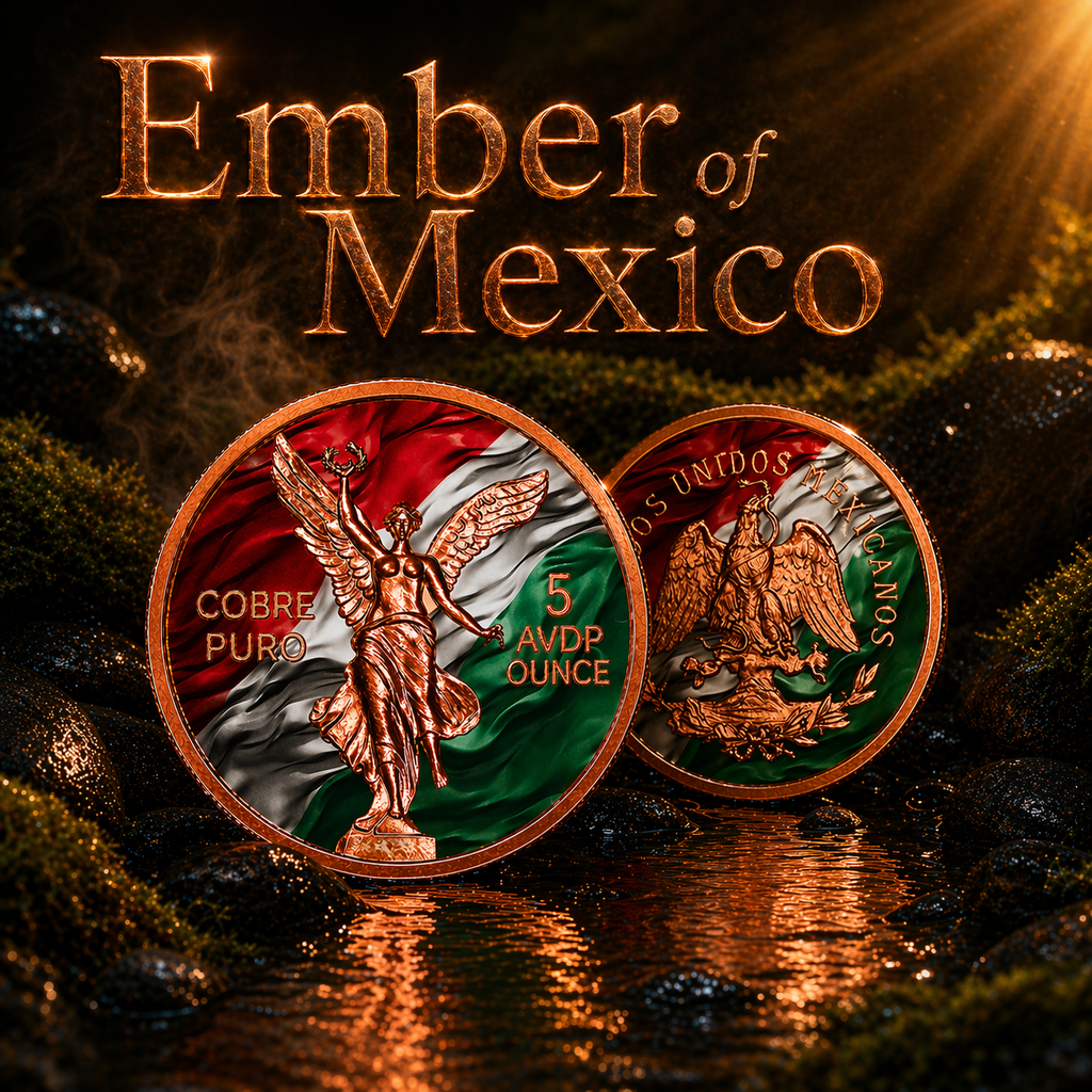 20 2026 Gold Gilded Ember of Mexico Copper Libertad Coin 5 AVDP Ounce .999