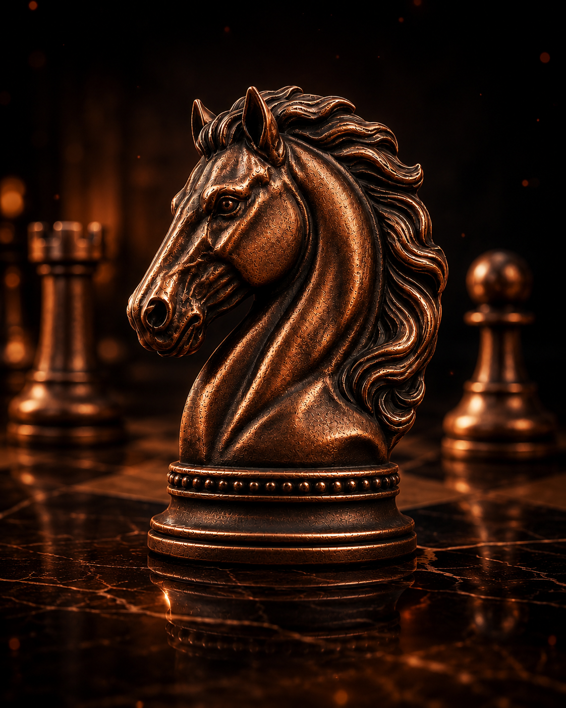 THE KNIGHT  5 AVDP OZ .999 Fine Copper Chess-Inspired Horse Shaped Bar