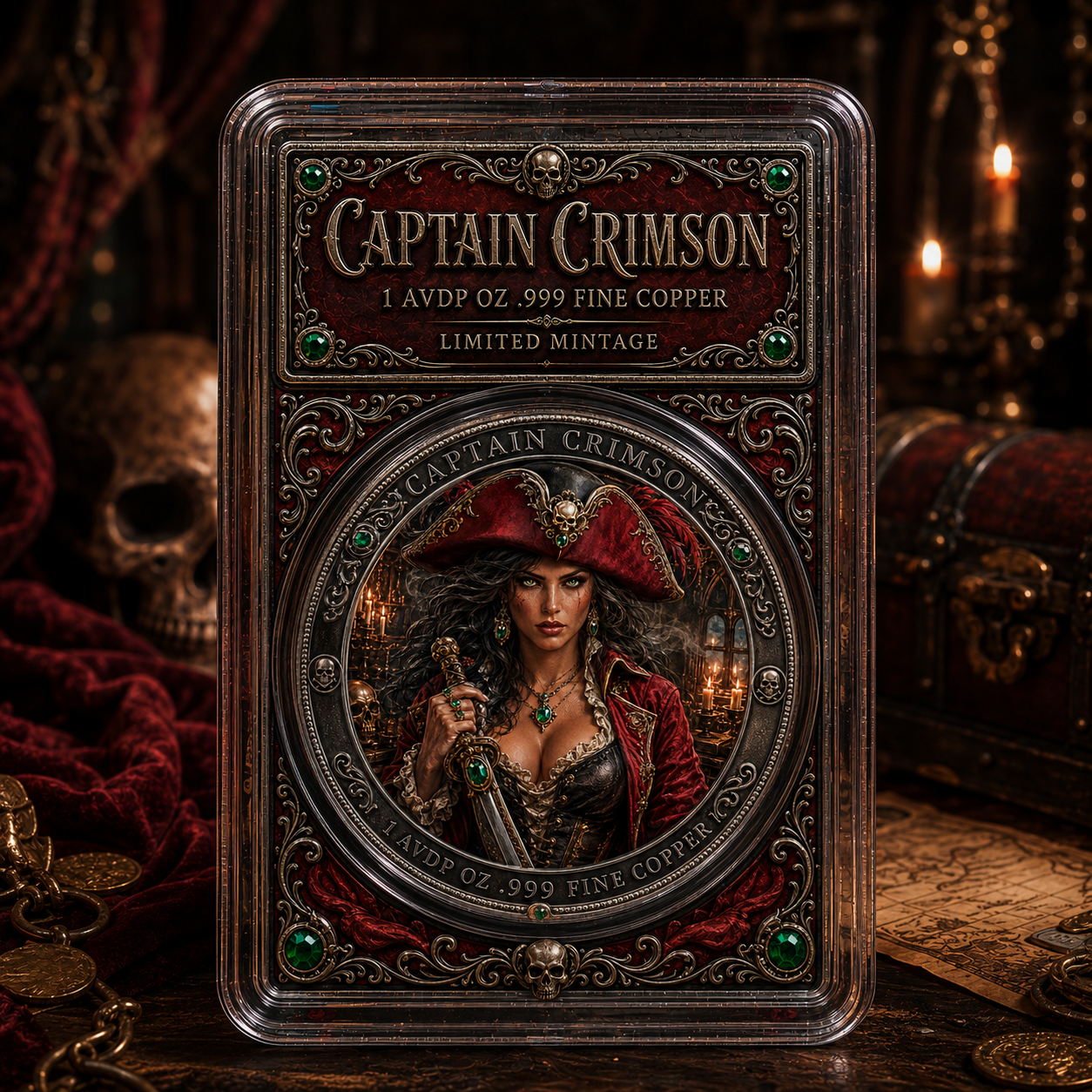 2026 Captain Crimson 1 AVDP Oz .999 Fine Copper Pirate Collectible Coin